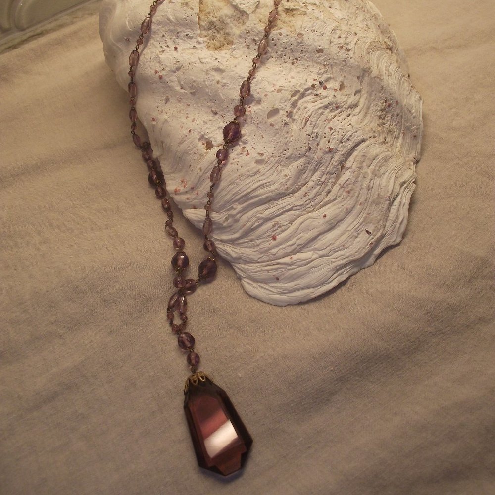 Fab Czech Glass Art Deco Necklace Purple